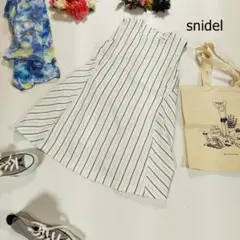 スナイデル ワンピース サイズフリー ホワイト ストライプ ミニ丈 ノースリーブ