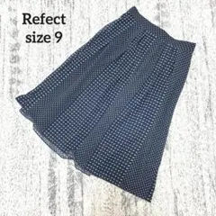 【Refect】レトロ スカート 9 ネイビー系　膝丈　女っぽ　総柄