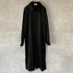 SARACS（one）シャツワンピース＊ひざ丈＊ロングシャツ＊シンプル＊ブラック