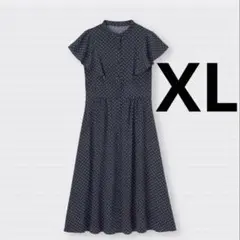 【美品】ドットプリントワンピース ロングワンピース GU レディース ネイビー