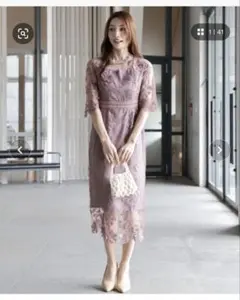 DRESS PLUS ワンピース ドレス レース ミモレ丈 結婚式 パーティ