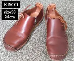 KISCO ブラウンレザー サイドジッパーシューズ