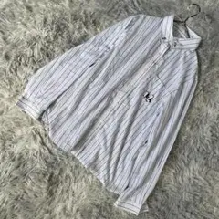 Absoluto ペンギン刺繍ストライプシャツ ブルー系 レディスM-L