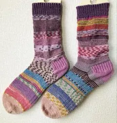 ハンドメイド　手編み靴下No.1 （23.5㎝〜25㎝）