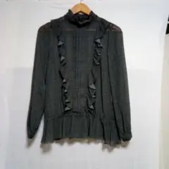 ヘルタースケルター　シフォンフリルブラウス　カーキ色