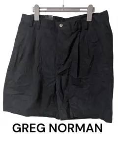 未使用 GREG NORMAN ブラックショートパンツ ツータック 短パン 34
