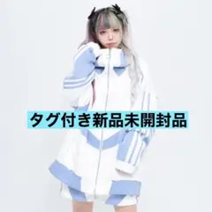 REFLEM ボリュームネックライン切り替え ジャージ パーカー ブルー