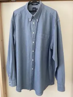 GAP シャンブレーオックスフォードボタンダウンシャツ　ブルー　XLサイズ