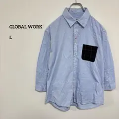GLOBAL WORK 七分袖シャツ 胸ポケワンポイントおしャc107