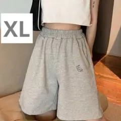 ハーフパンツ ルームウェア ウエストゴム スウェット 部屋着 グレー XL LL