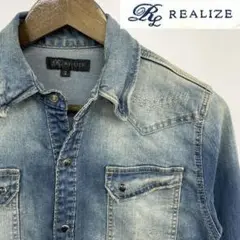 REALIZE リアライズ ストレッチ デニムシャツ ダメージ加工 M相当