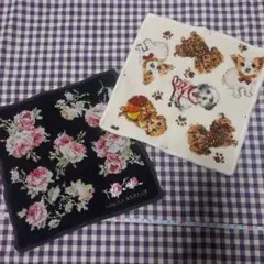 LAURA ASHLEY＆Enjeau シェニール織 タオルハンカチ 2枚セット