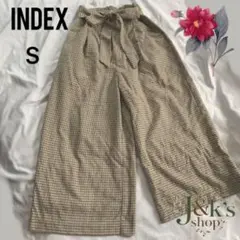 INDEX ワイドパンツ　ベージュ　チェック柄　Sサイズ