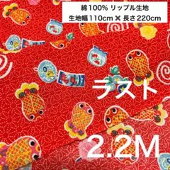綿100% リップル生地　金魚　ラスト　2.2M