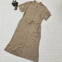 chocol raffine シャツワンピース 半袖 ベージュ 腰紐付き