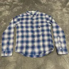 未使用タグ付　HOLLISTER 青白チェックネルシャツ M
