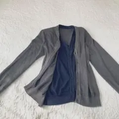 スプリング　カーディガン　グレー　ネイビー イタリア製