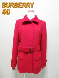 ★美品★バーバリーロンドン三陽商会製 スタンドカラーコート 40 レッド系
