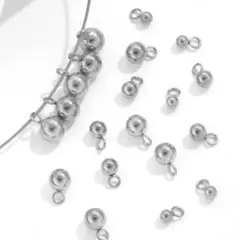 『ラス1』8mm メタリックシルバーボールチャーム20個