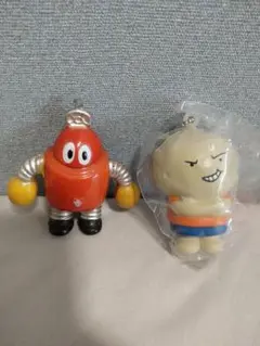 赤いロボットと子供のキャラクター アンティーク置物　昭和レトロ