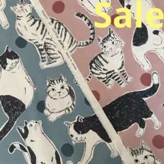 【特価】コットンこばやし　可愛い　猫柄　ハンドメイド生地セット　E