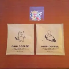 メロとタビのにゃごや展 ステッカー(購入特典)とワンドリップコーヒーセット