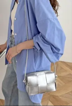 discoat ショルダーバッグ メッシュ編みミニショルダーバッグ シルバー
