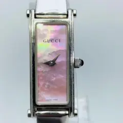 【稼働品】GUCCI グッチ レディース 腕時計 ピンクシェル 1500L 箱付