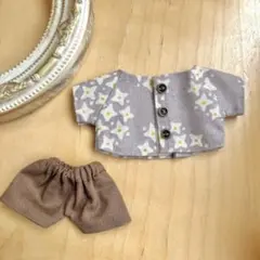 16cm あんスタぬい服 襟なしナチュラルシャツ・茶色パンツ2点 コスマスにも