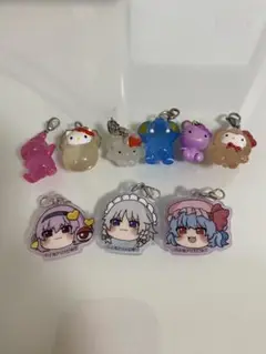 めじるしチャーム　9個セット、飾ったのみ未使用　キティ　たべっ子、東方