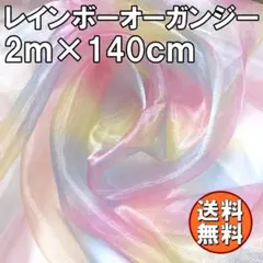 送料無料 レインボー オーガンジー 生地 2ｍ×140cm 光沢 手芸 衣装 布