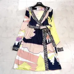 EMILIO PUCCI✨カシュクールワンピース リボン プッチ柄 ストレッチ有