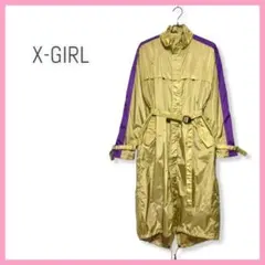 【美品】X-girl エックスガール ナイロン モッズコート サイドライン 金