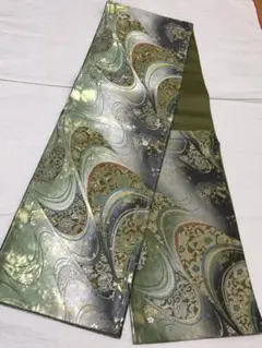 正絹 着物 袋帯 花唐草文 流水文 金銀糸 六通袋帯