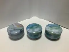 青緑マーブル小物入れセット 3個