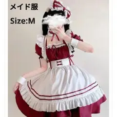 【新品未使用】ハロウィン コスプレメイド服 赤 M 学園祭文化祭 メイドカフェ