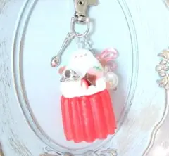 [689]シマエナガちゃんゼリーパフェキーホルダー　いちごチョコ
