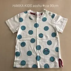 ハッカキッズ富士山ワンポイントドット柄Tシャツ 90cm