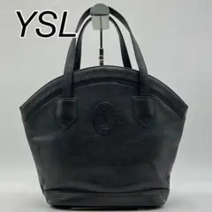 希少型 イヴ・サンローラン ハンドバッグ YSLロゴ ドーム型 レザー 黒