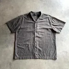 90s USA label リネン オープンカラーシャツ ワイド 短丈 ボックス