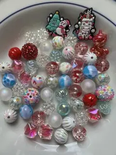N9-29 ビーズ　アクリル　シリコン　手書き　ストラップ