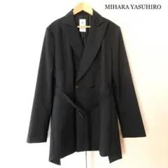 極美品 ミハラヤスヒロ ストライプ柄 バックデザイン ダブルテーラードジャケット