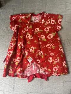 赤い花柄 甚平