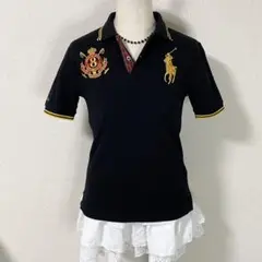 希少 y2k ラルフローレン ビッグポニー ポロシャツ ブラック 平成女児