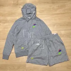 NIKE ロゴ パーカー スウェット ハーフパンツ 上下 グレー レッド