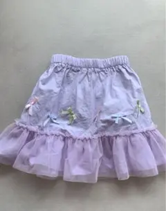 Pupil House 薄紫 リボン付きフリルスカート 110