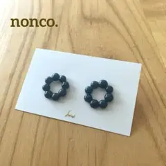 new! つぶつぶサークル　レジンピアス くすみブルーグレー