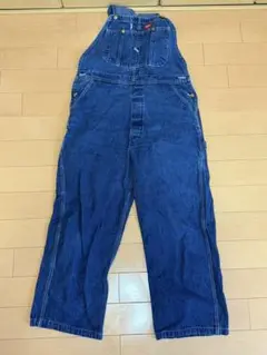 メキシコ製ディッキーズ デニムオーバーオールボタンフライワークウェア 36×32