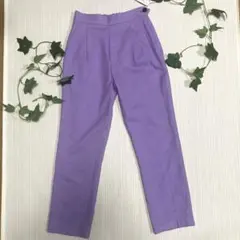 【新品未使用】タック入りラベンダーパンツ　サイズ34 M~L