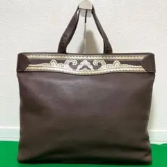 【極美品】FENDI オールレザー ビジネスバッグ 総柄 ダークブラウン